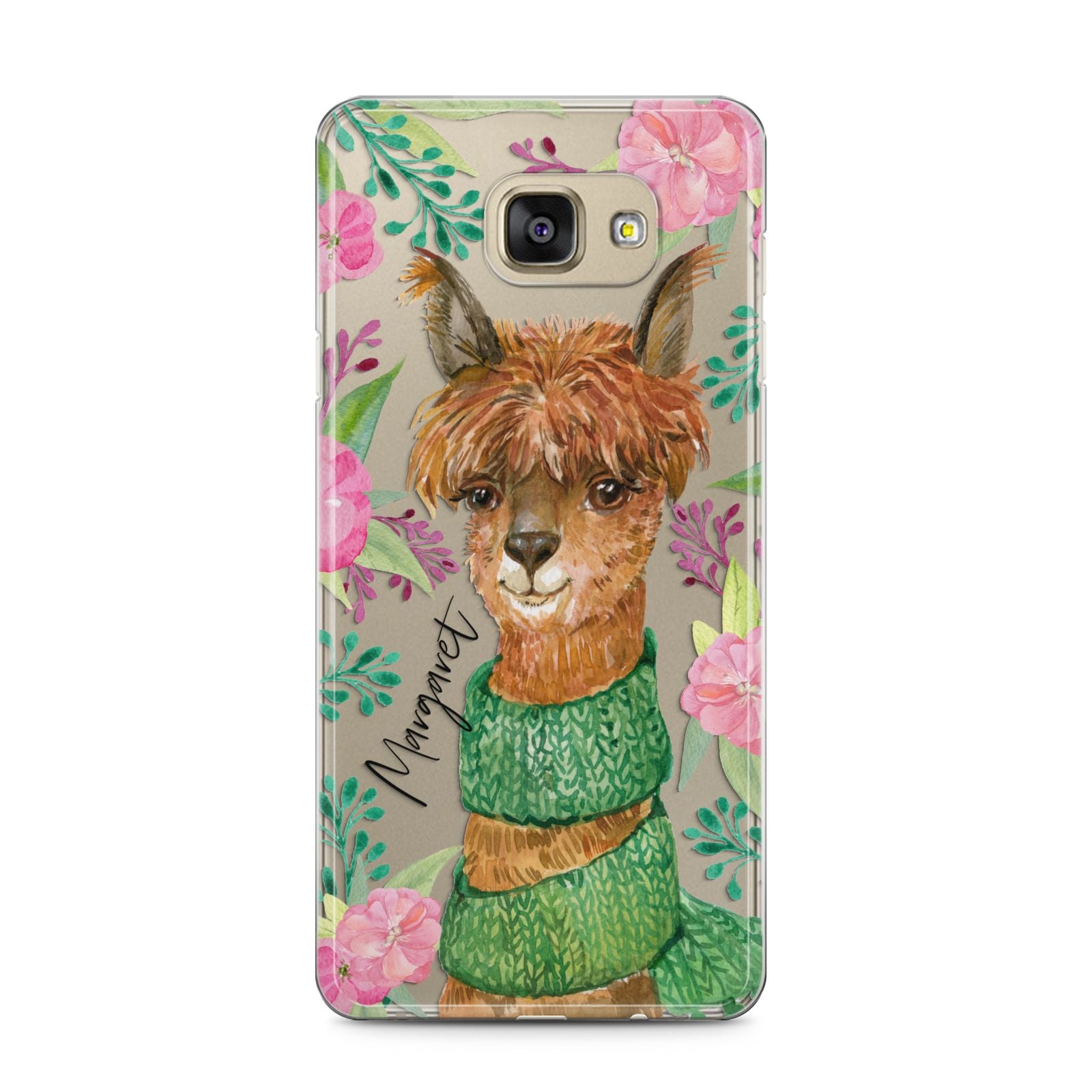 Personalised Alpaca Samsung Galaxy A5 2016 Case on gold phone