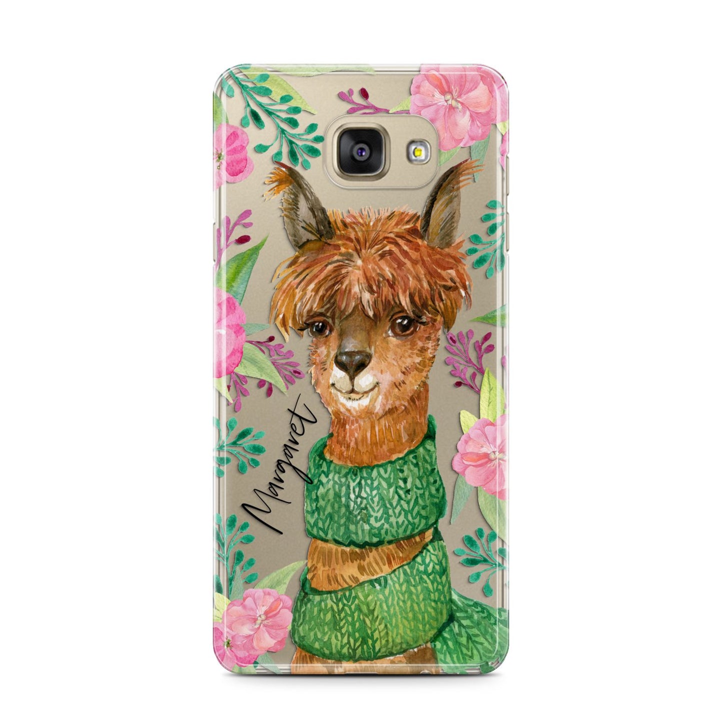 Personalised Alpaca Samsung Galaxy A7 2016 Case on gold phone