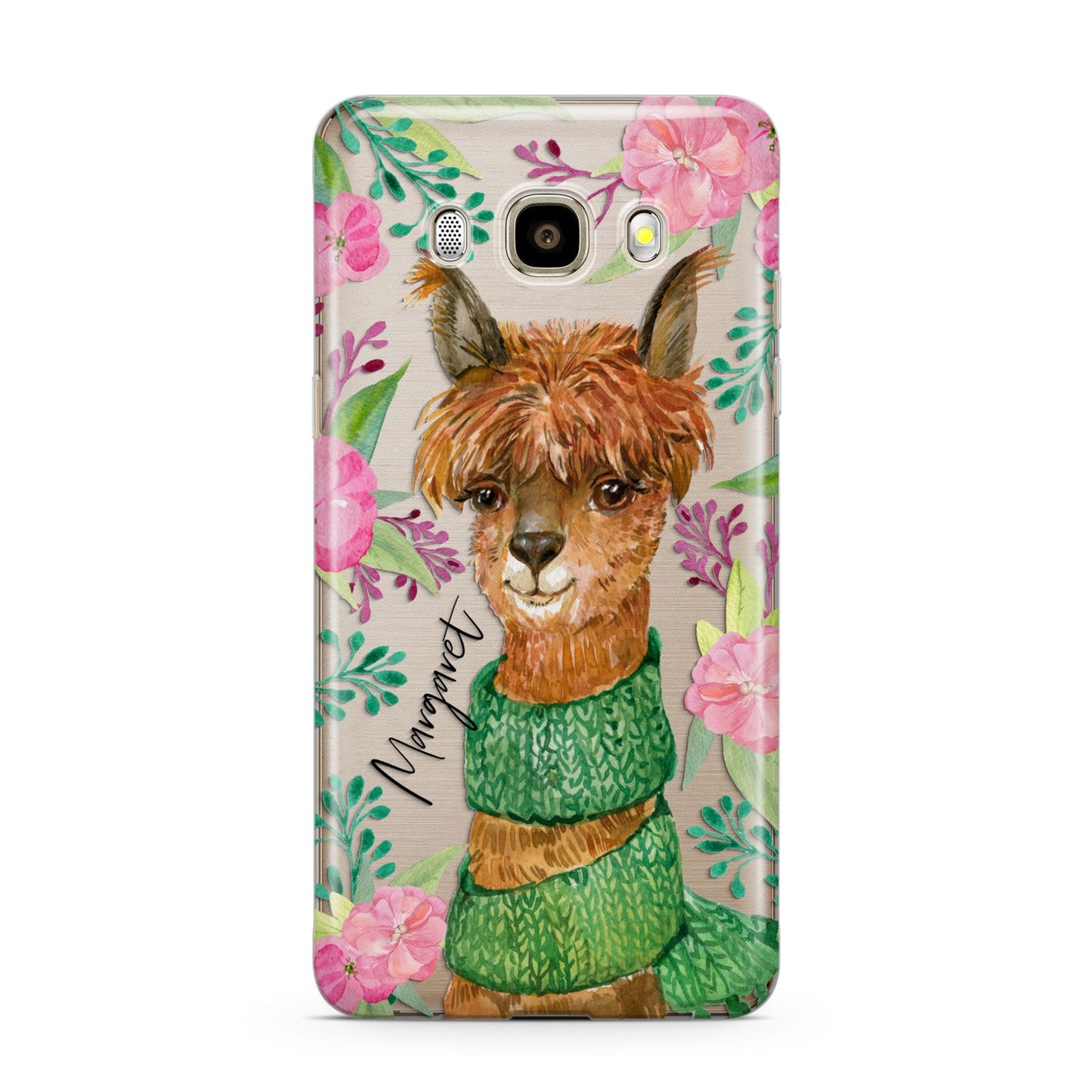 Personalised Alpaca Samsung Galaxy J7 2016 Case on gold phone
