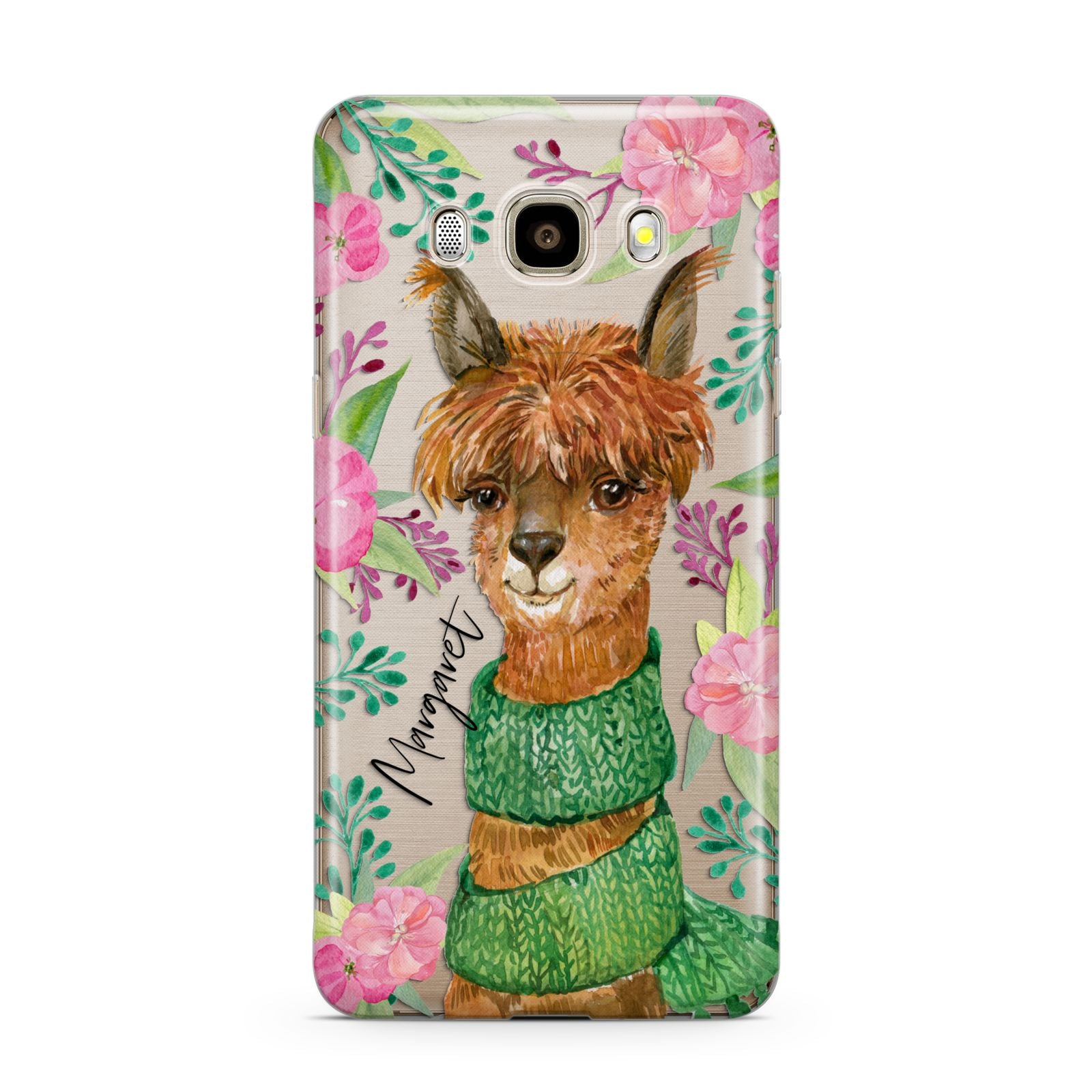 Personalised Alpaca Samsung Galaxy J7 2016 Case on gold phone
