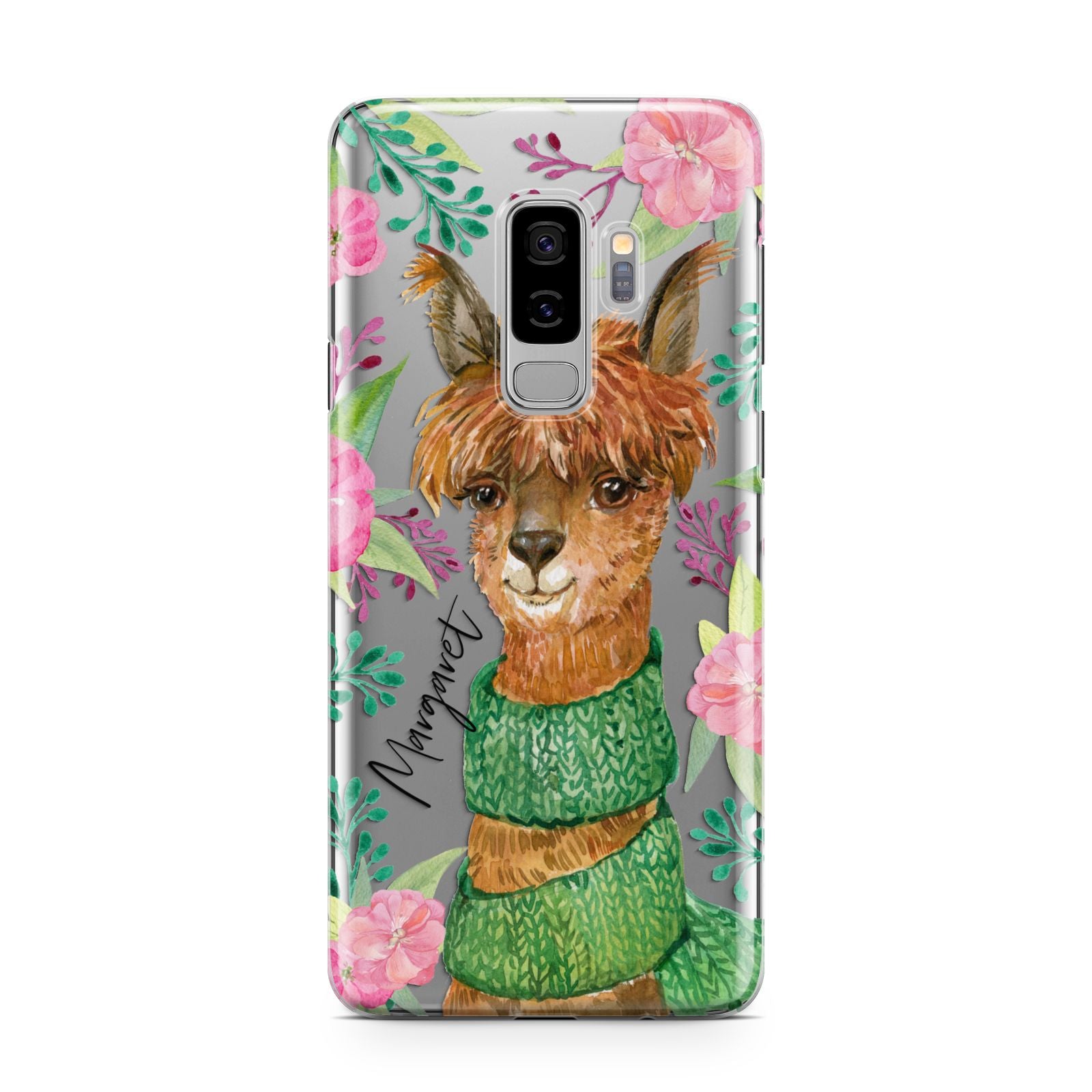 Personalised Alpaca Samsung Galaxy S9 Plus Case on Silver phone