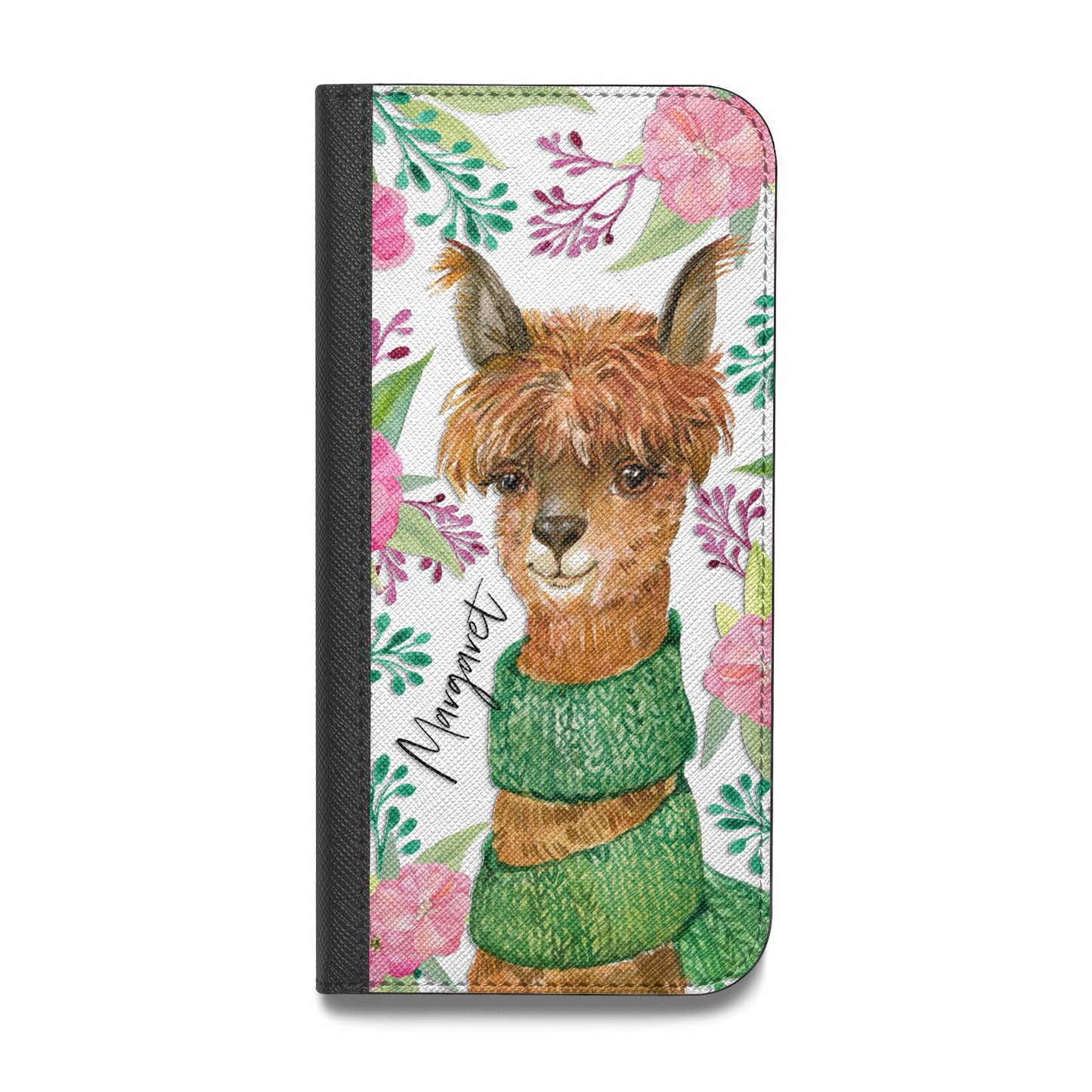 Personalised Alpaca Vegan Leather Flip Samsung Case