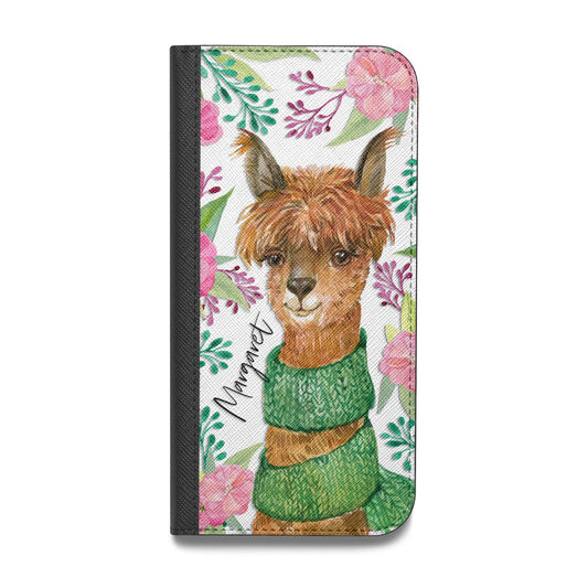 Personalised Alpaca Vegan Leather Flip iPhone Case