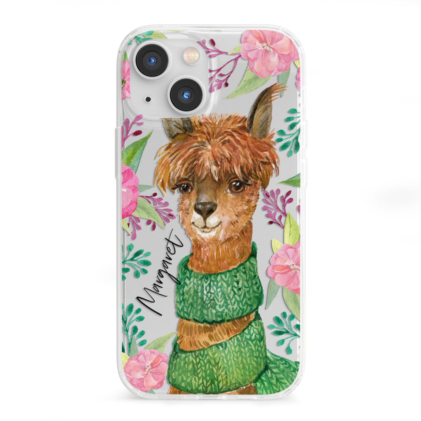 Personalised Alpaca iPhone 13 Mini Clear Bumper Case