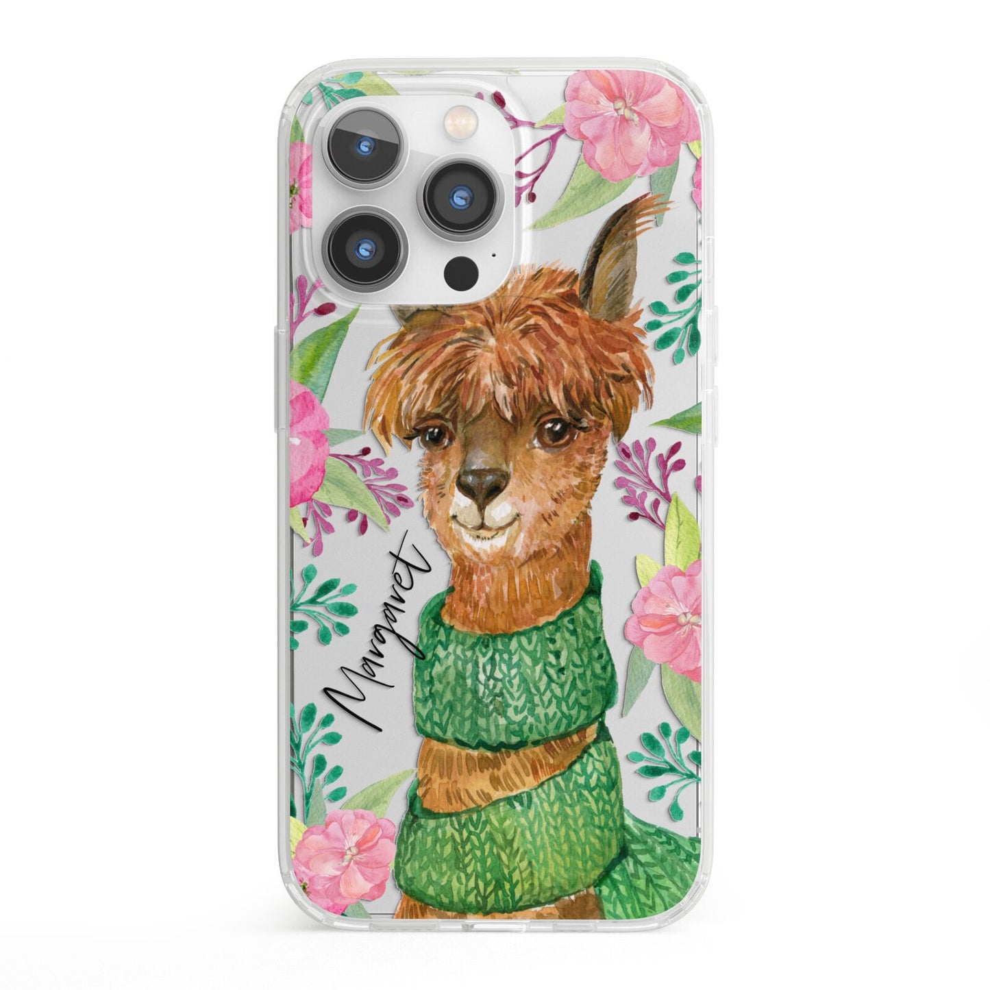 Personalised Alpaca iPhone 13 Pro Clear Bumper Case