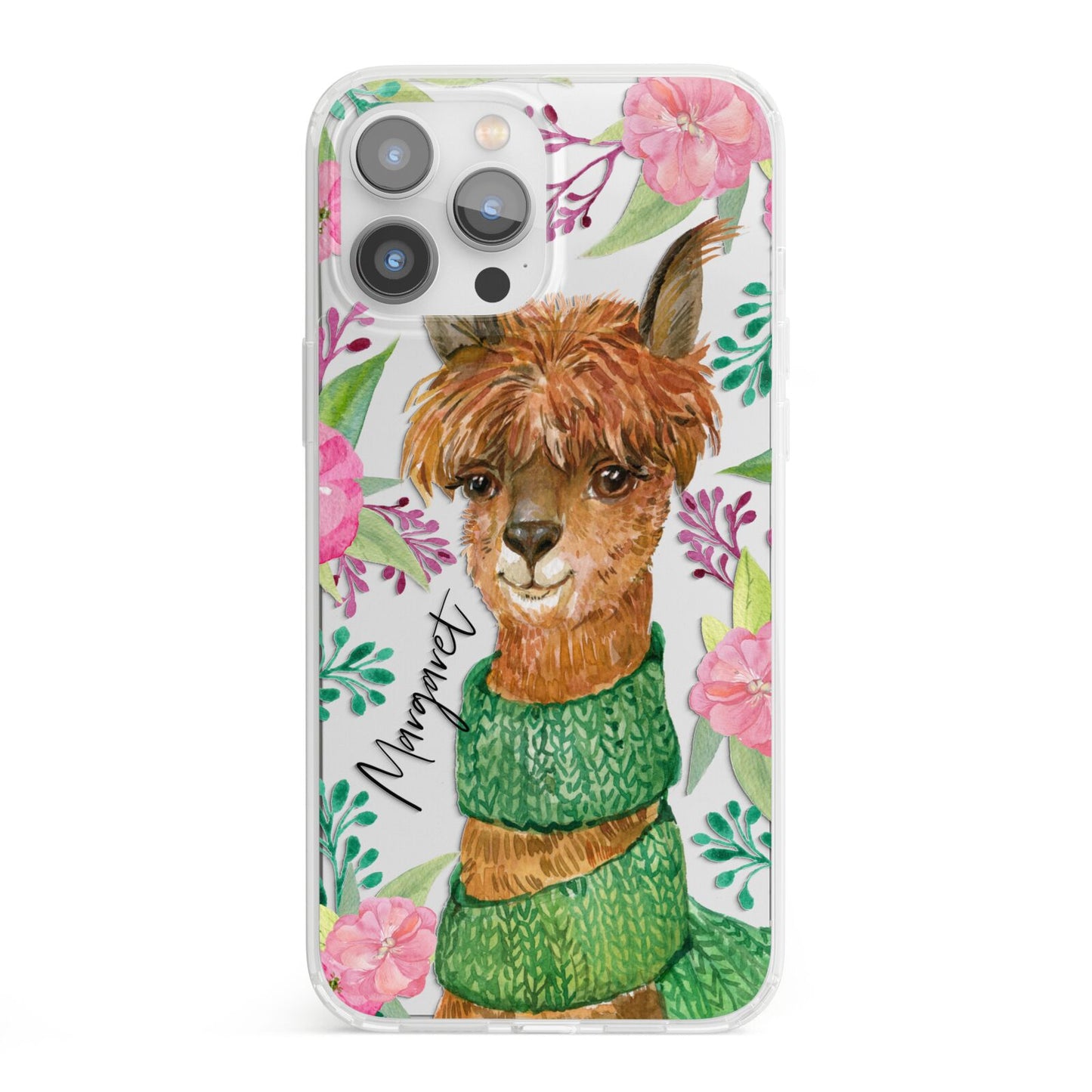 Personalised Alpaca iPhone 13 Pro Max Clear Bumper Case