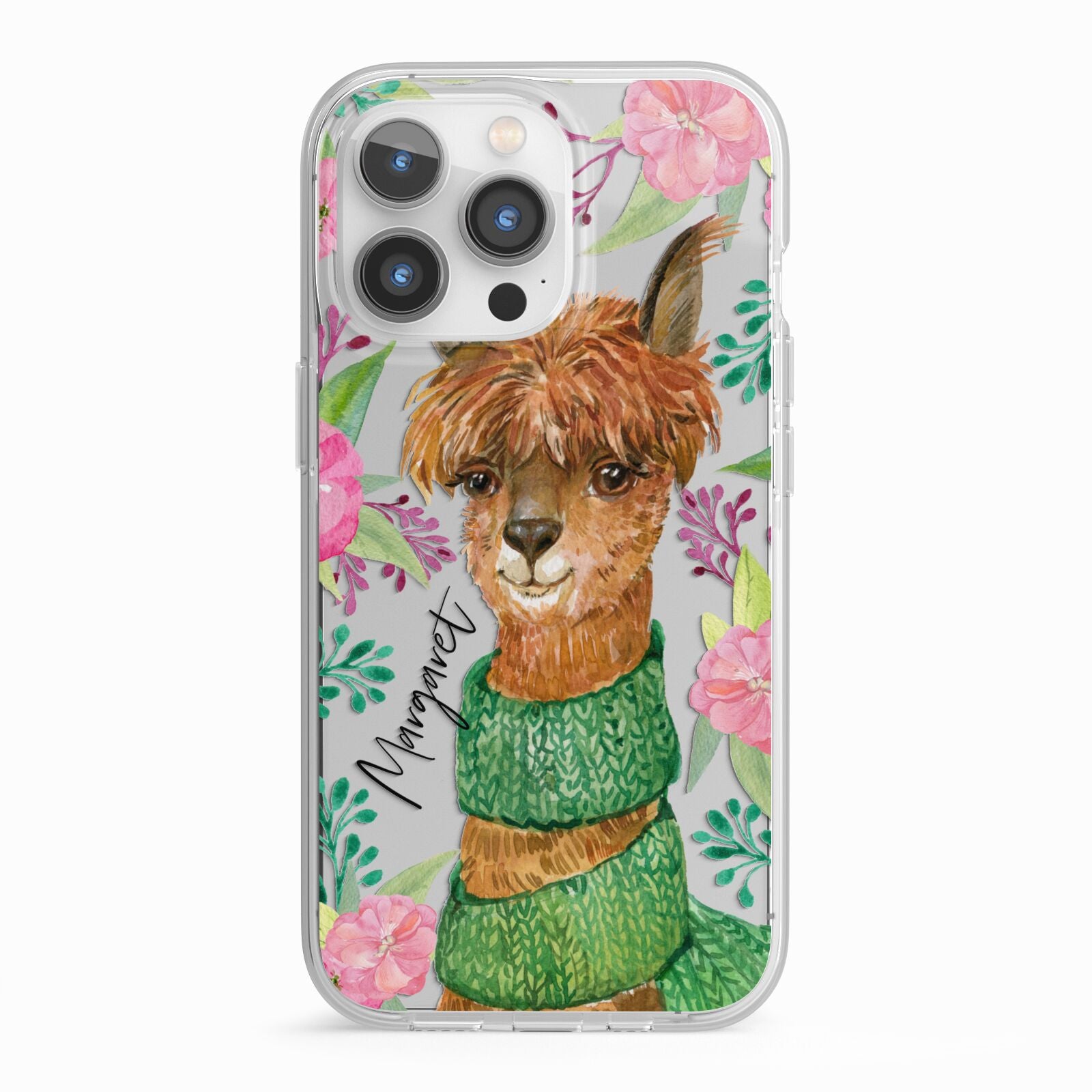 Personalised Alpaca iPhone 13 Pro TPU Impact Case with White Edges