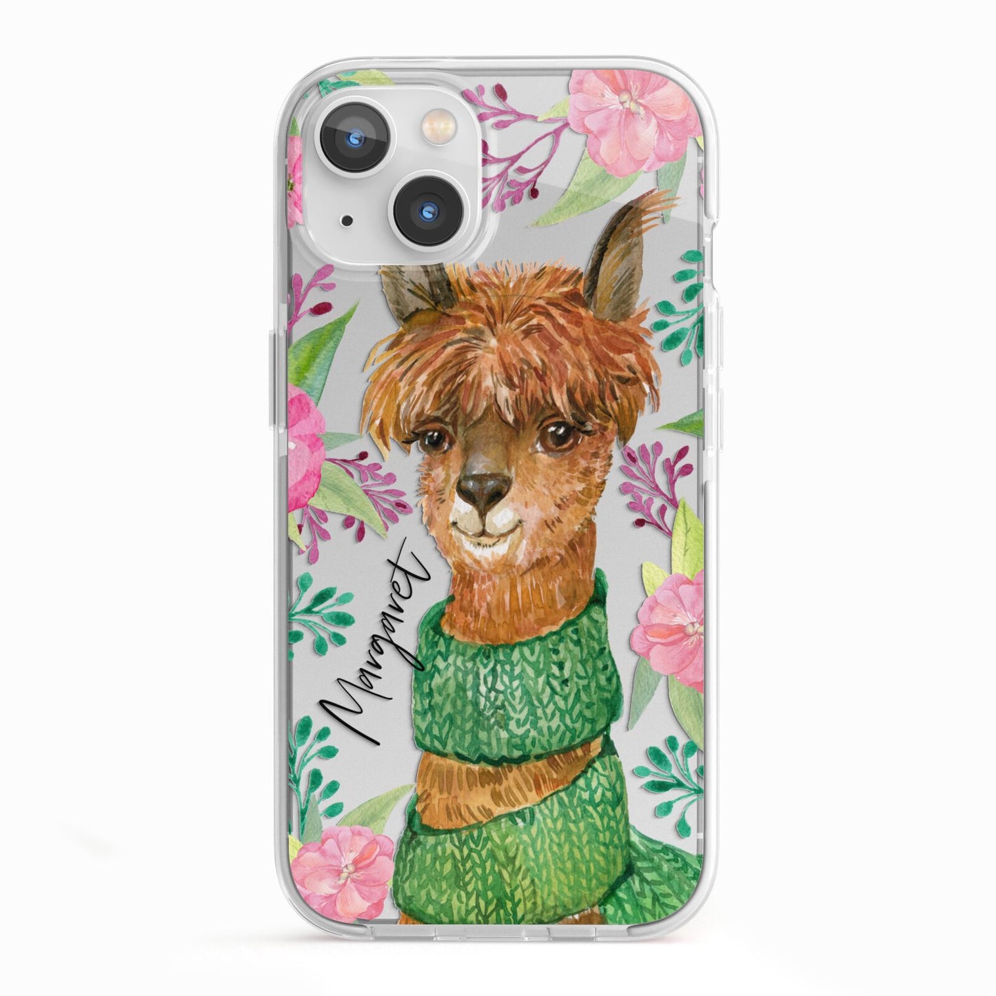 Personalised Alpaca iPhone 13 TPU Impact Case with White Edges