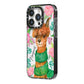 Personalised Alpaca iPhone 14 Pro Black Impact Case Side Angle on Silver phone