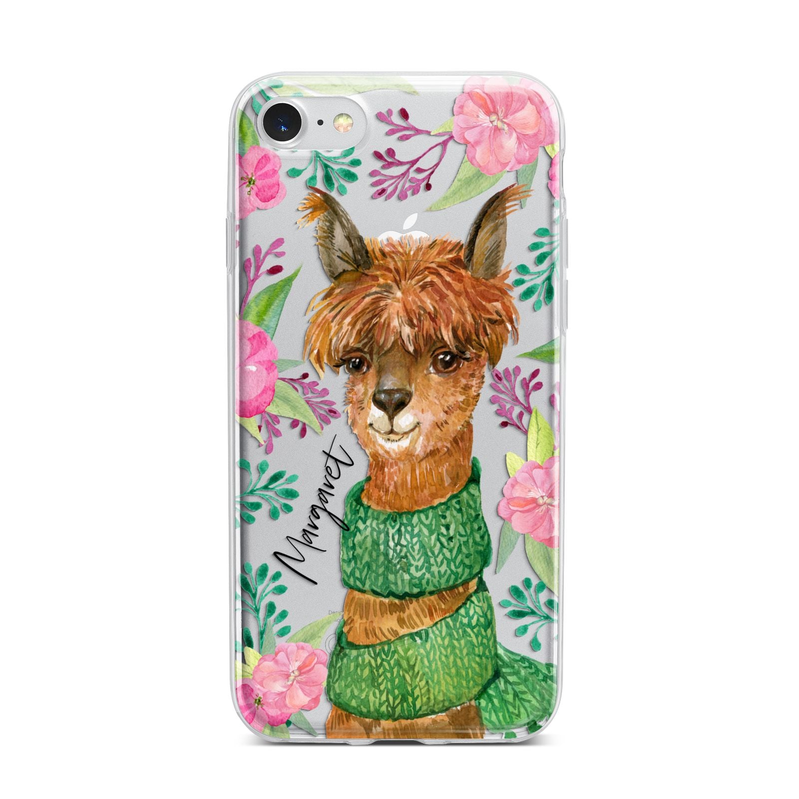 Personalised Alpaca iPhone 7 Bumper Case on Silver iPhone