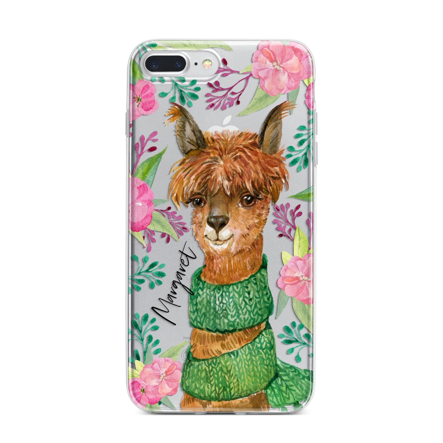 Personalised Alpaca iPhone 7 Plus Bumper Case on Silver iPhone