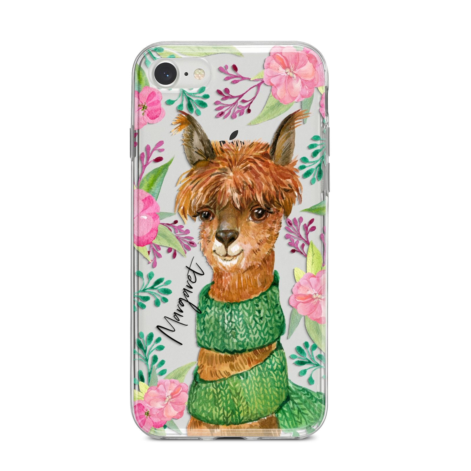 Personalised Alpaca iPhone 8 Bumper Case on Silver iPhone