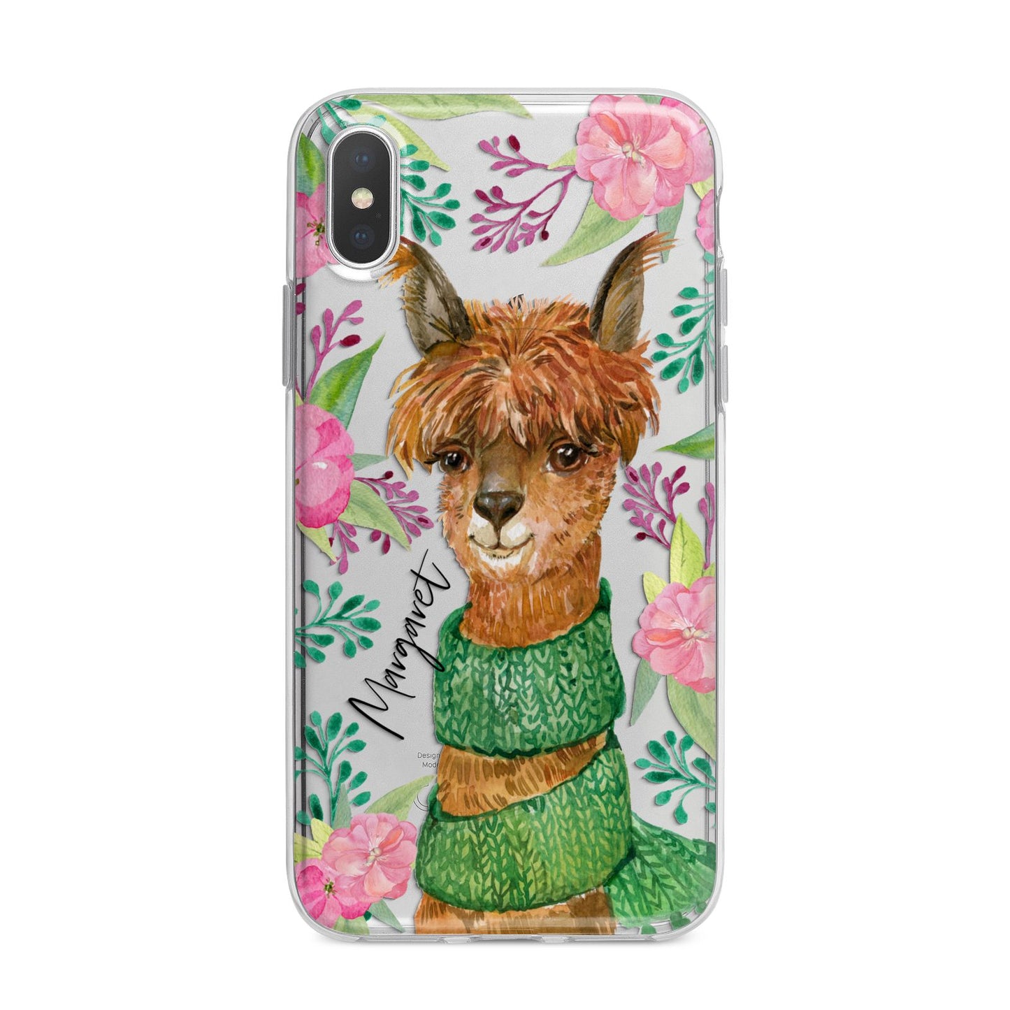 Personalised Alpaca iPhone X Bumper Case on Silver iPhone Alternative Image 1