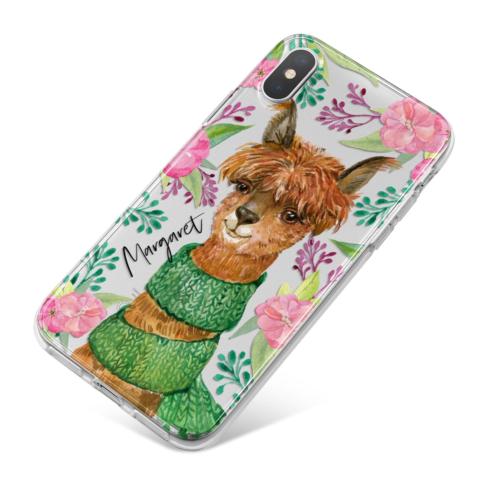 Personalised Alpaca iPhone X Bumper Case on Silver iPhone