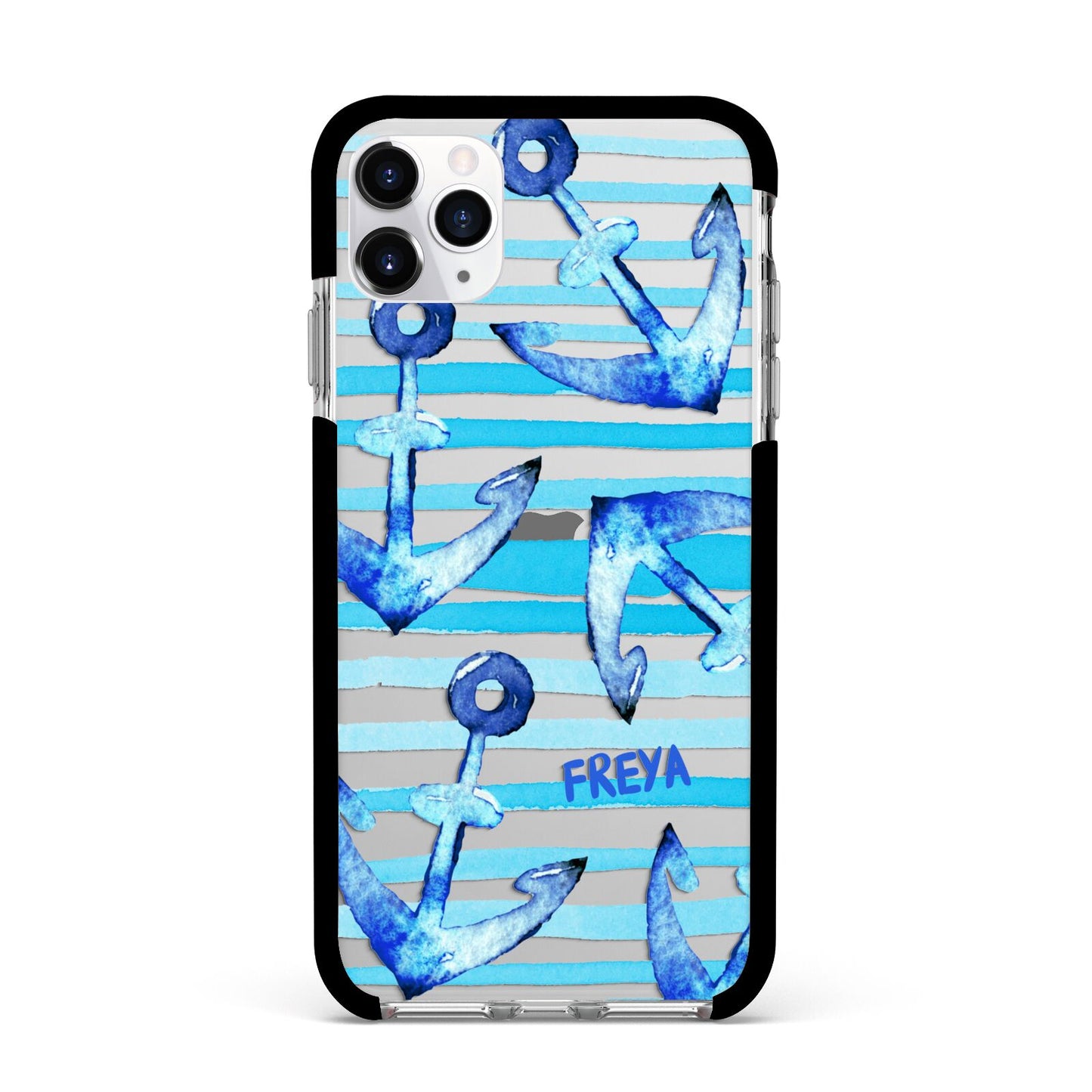 Personalised Anchor Apple iPhone 11 Pro Max in Silver with Black Impact Case