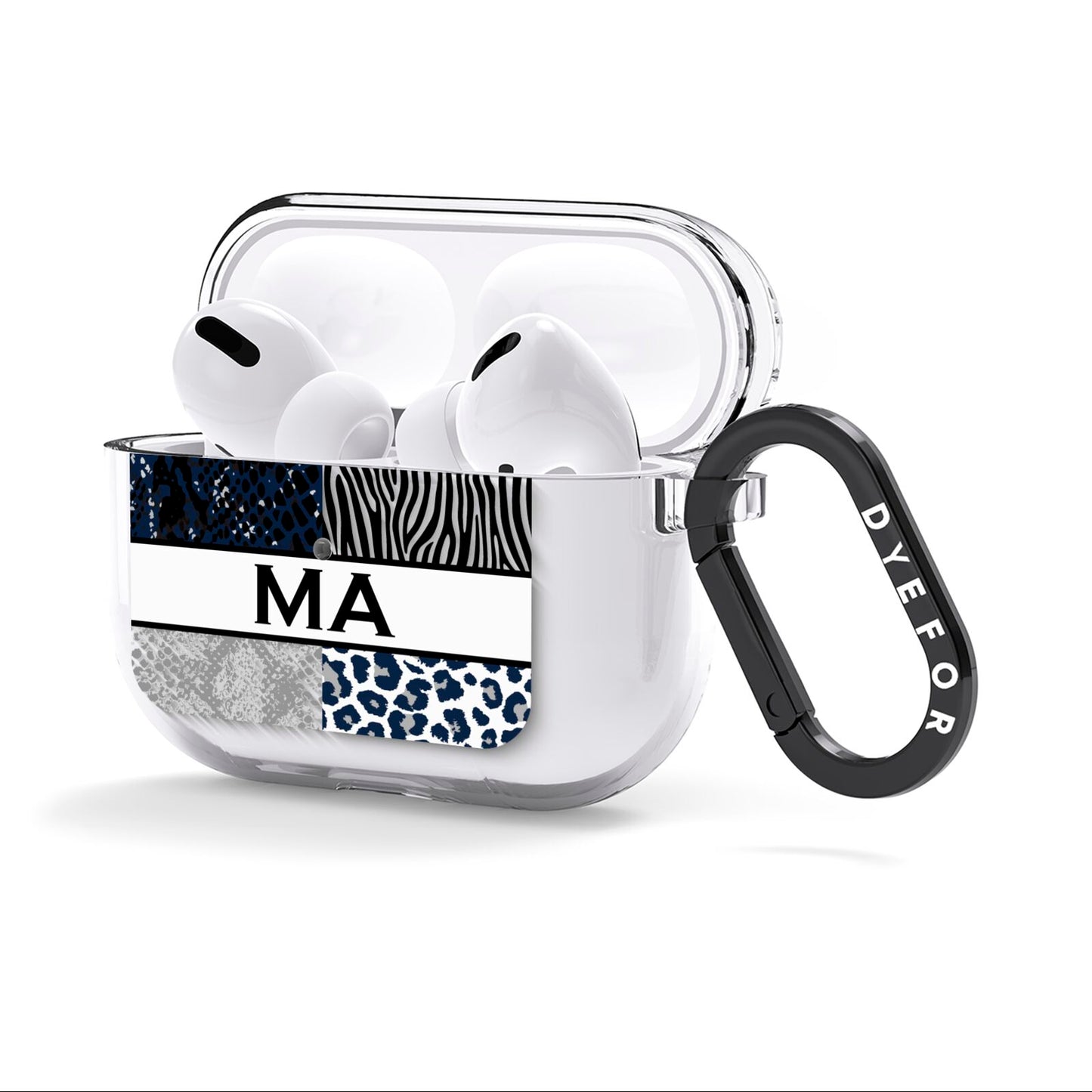 Personalised Animal Print AirPods Clear Case 3rd Gen Side Image