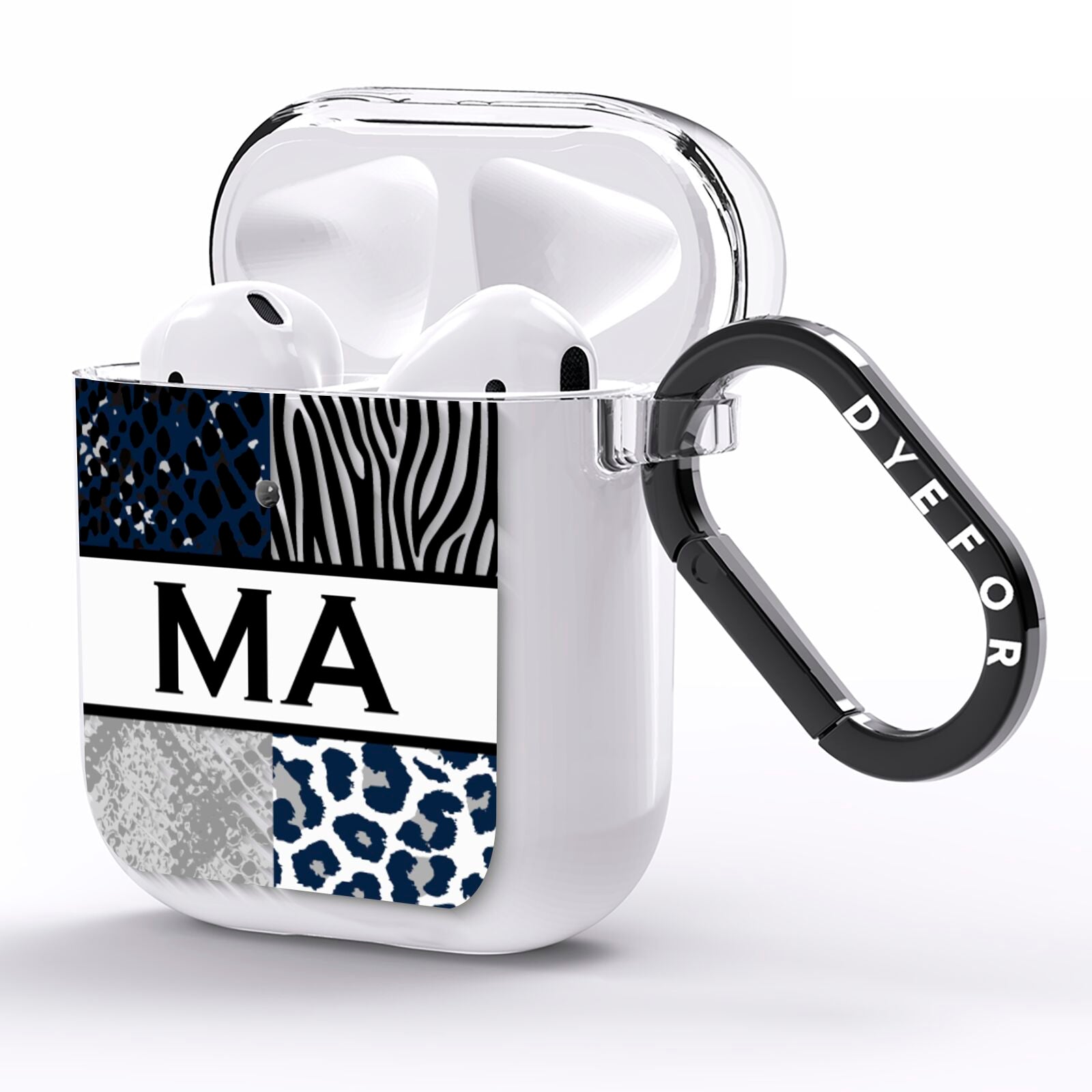 Personalised Animal Print AirPods Clear Case Side Image