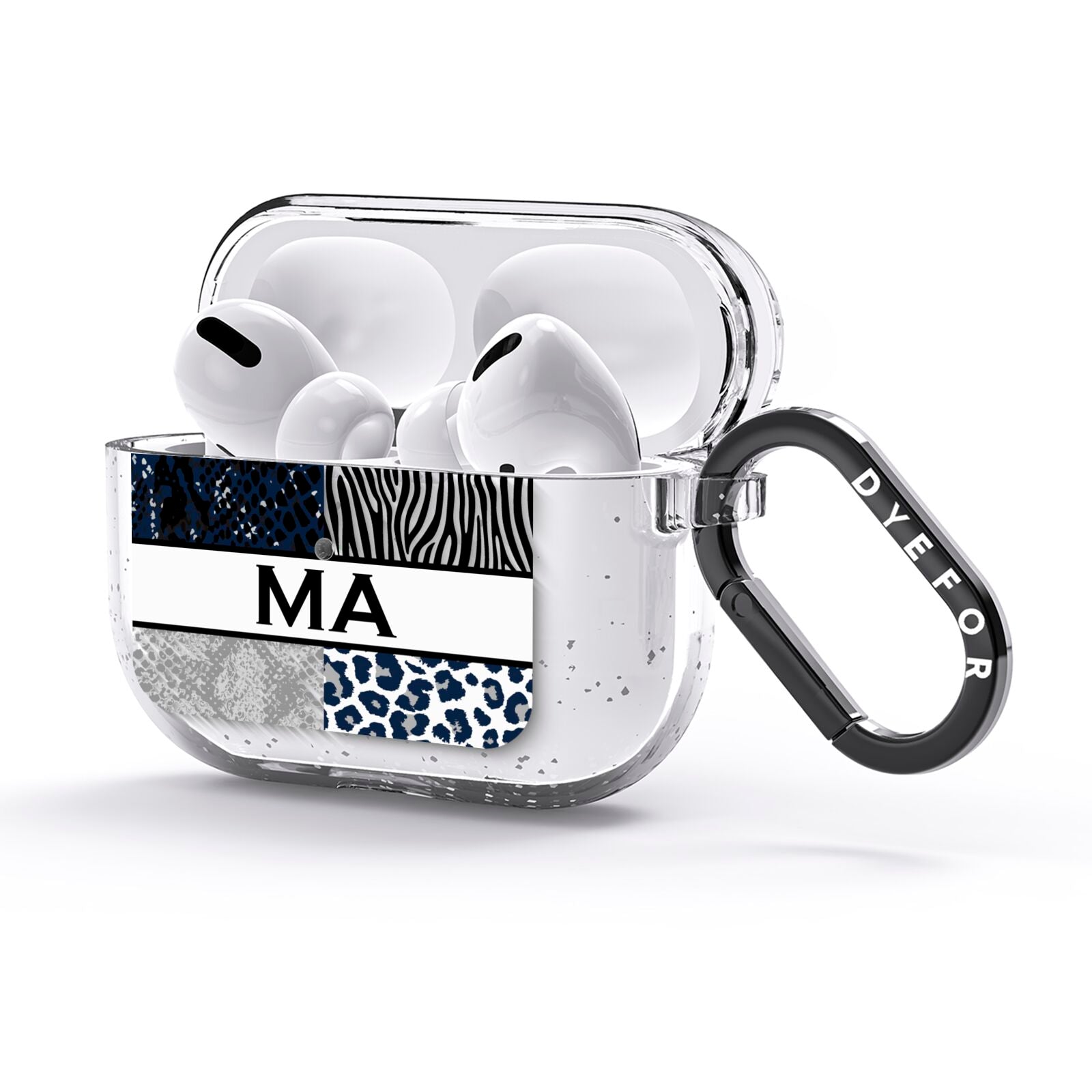 Personalised Animal Print AirPods Glitter Case 3rd Gen Side Image