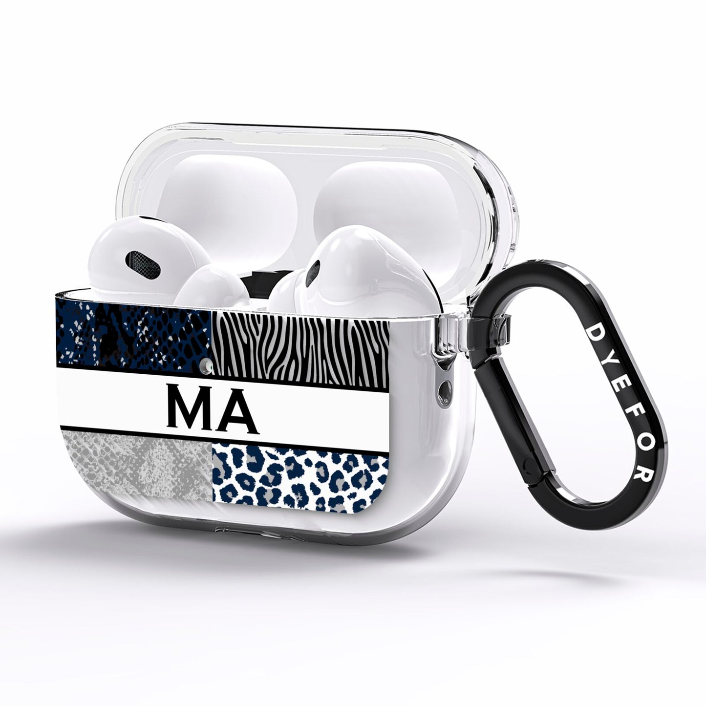 Personalised Animal Print AirPods Pro Clear Case Side Image