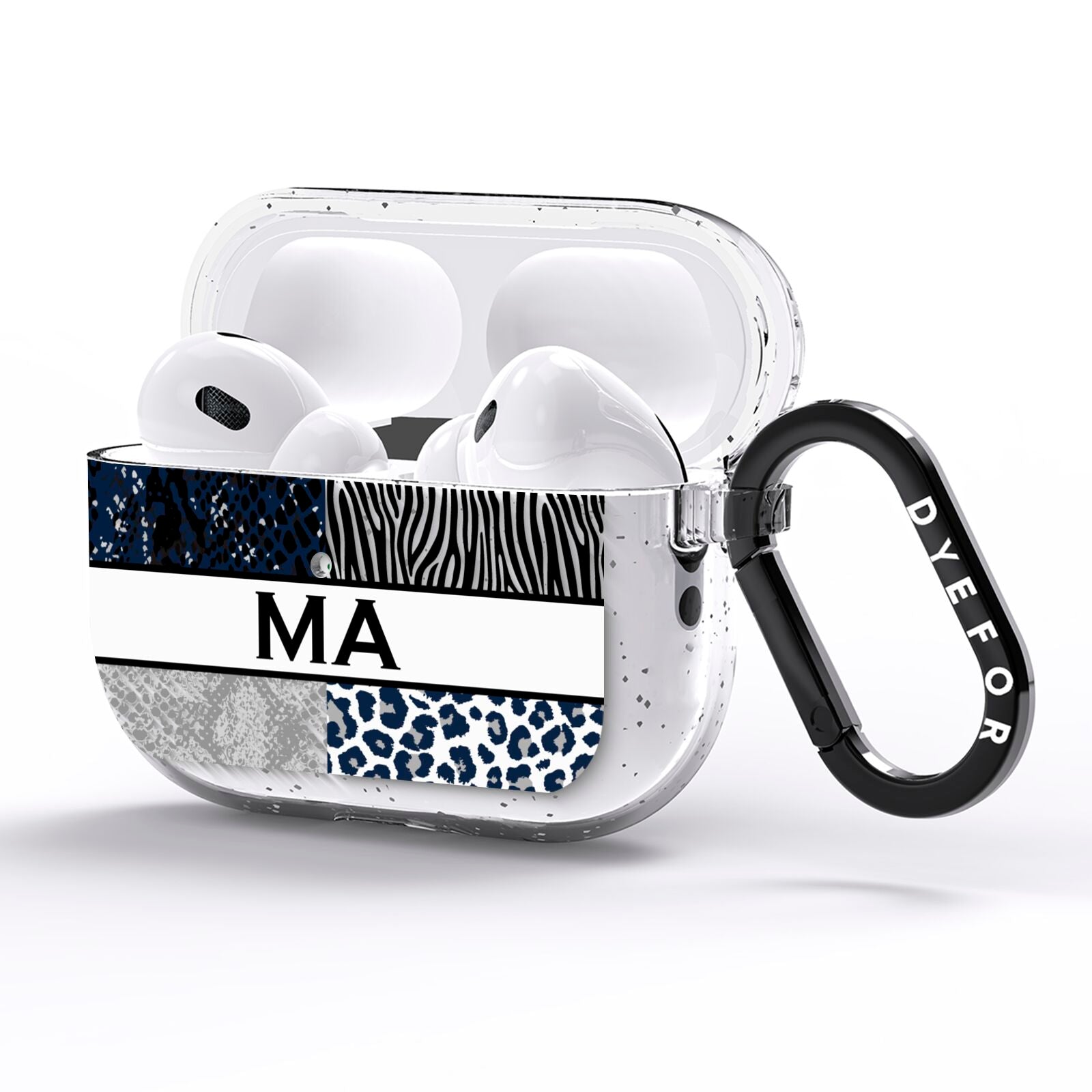Personalised Animal Print AirPods Pro Glitter Case Side Image