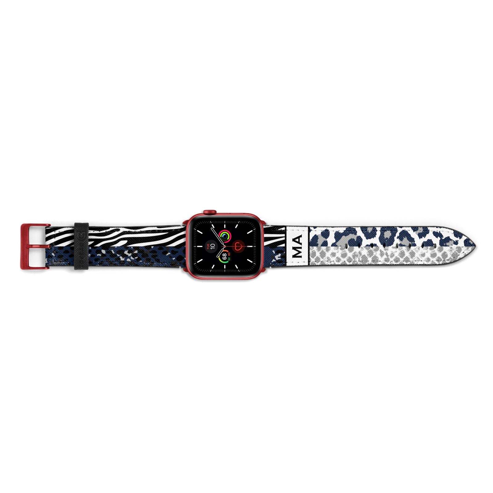 Personalised Animal Print Apple Watch Strap Landscape Image Red Hardware