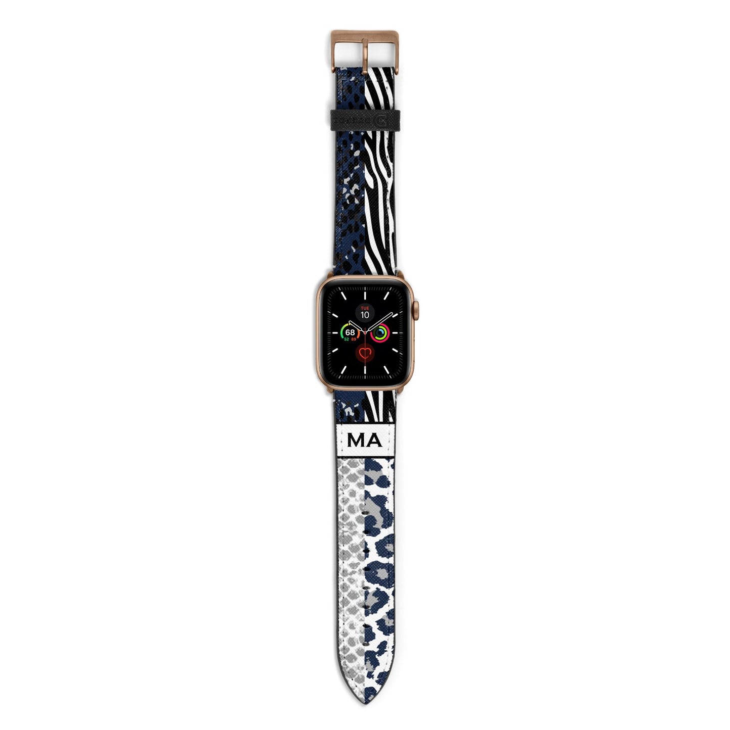 Personalised Animal Print Apple Watch Strap with Gold Hardware