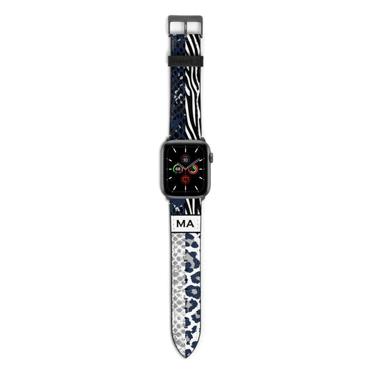 Personalised Animal Print Apple Watch Strap with Space Grey Hardware