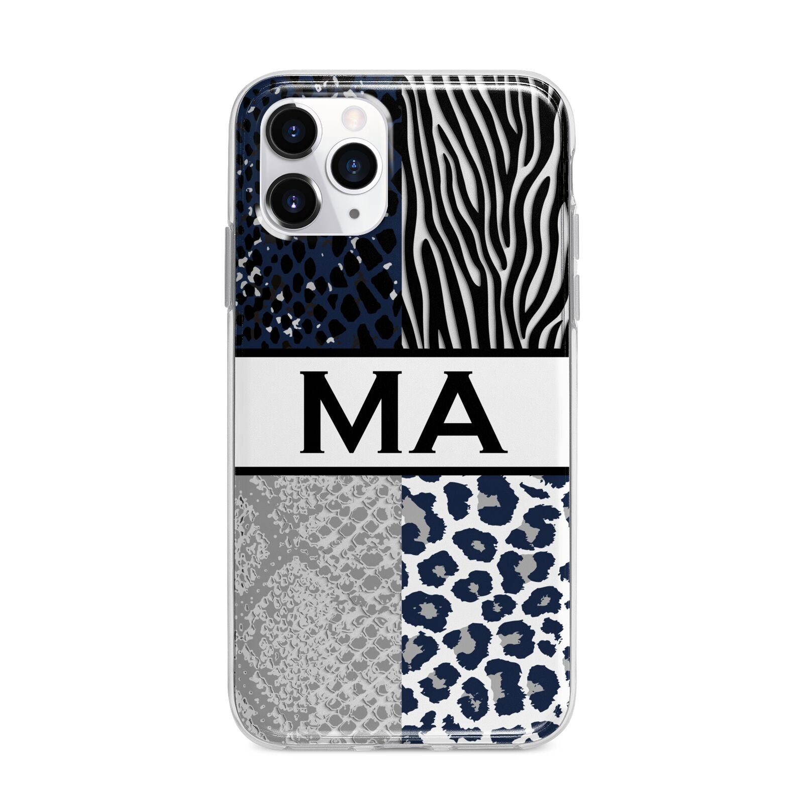 Personalised Animal Print Apple iPhone 11 Pro Max in Silver with Bumper Case