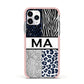 Personalised Animal Print Apple iPhone 11 Pro in Silver with Pink Impact Case