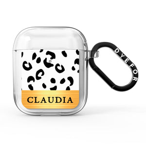 Personalised Animal Print & Gold With Name AirPods Case