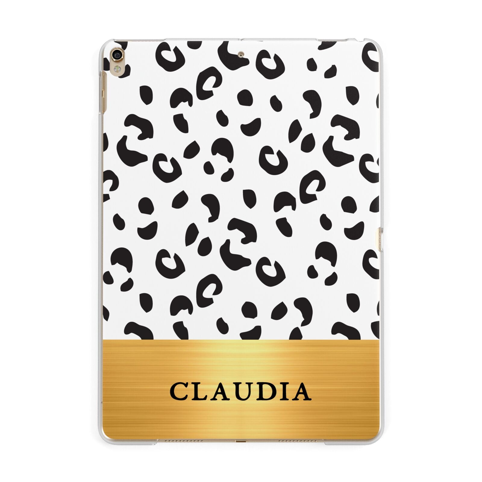 Personalised Animal Print Gold With Name Apple iPad Gold Case