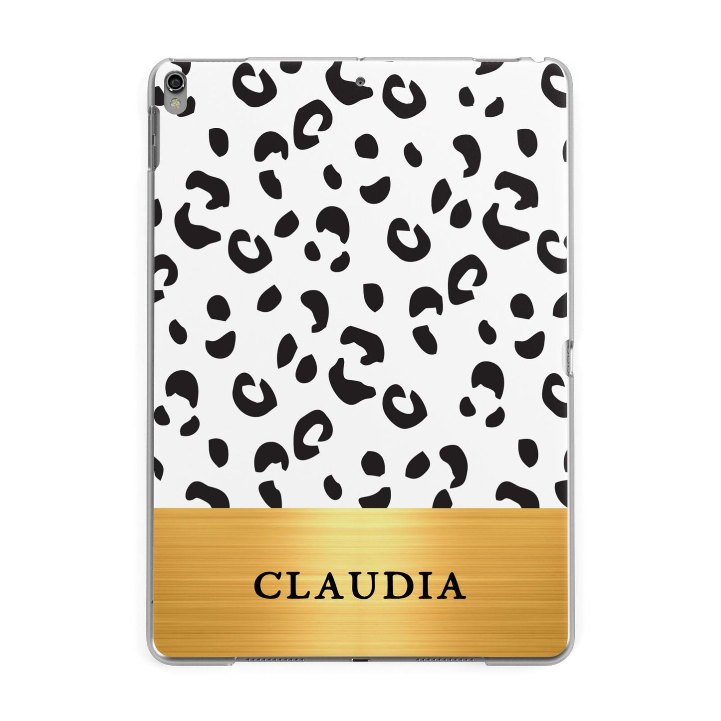 Personalised Animal Print Gold With Name Apple iPad Grey Case