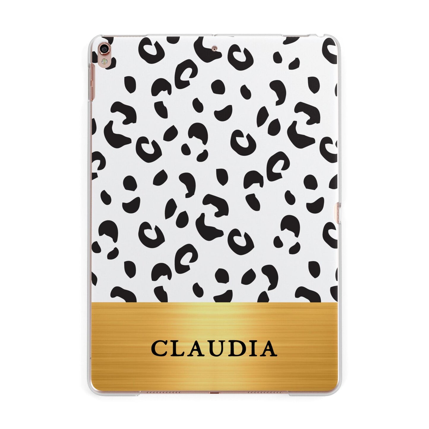 Personalised Animal Print Gold With Name Apple iPad Rose Gold Case