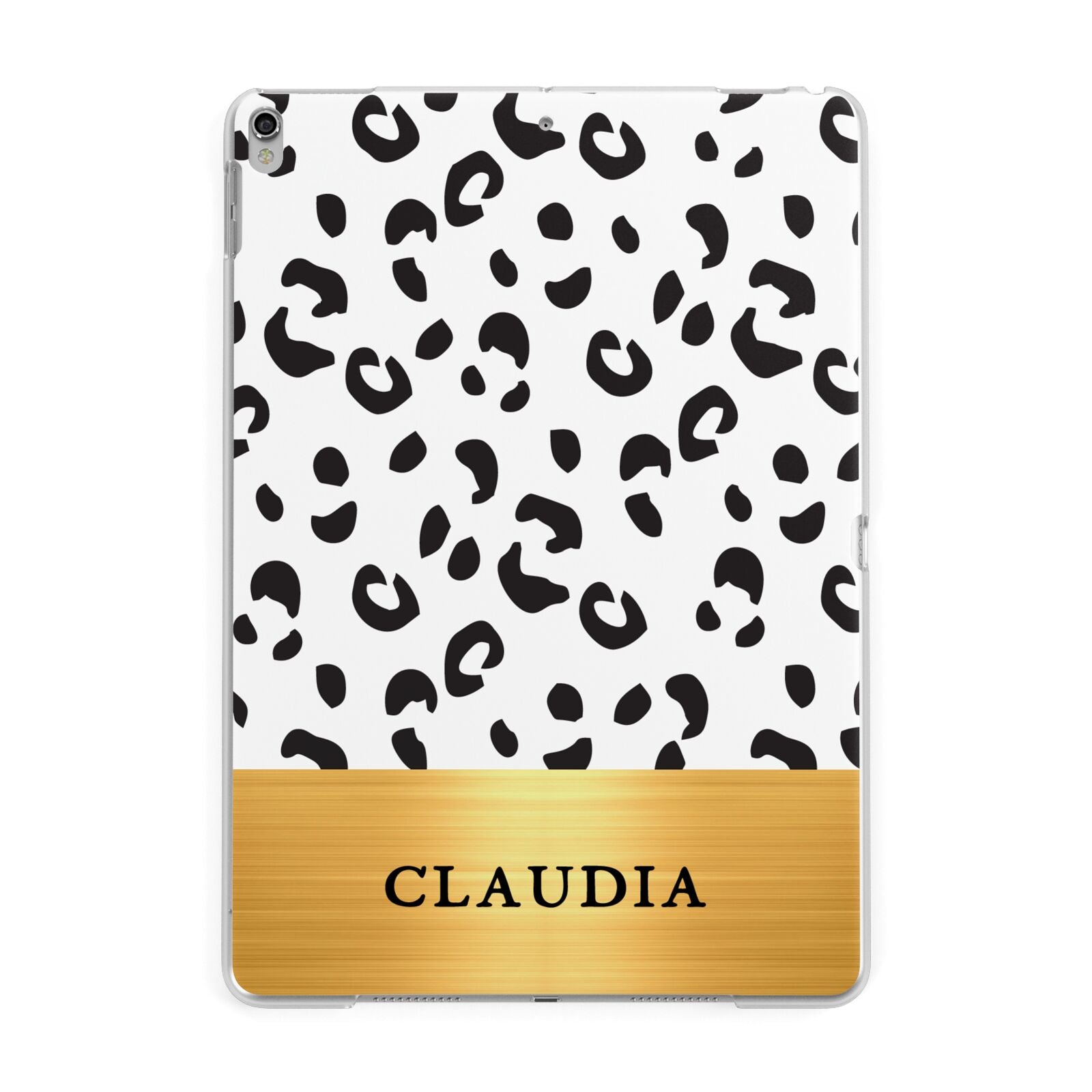 Personalised Animal Print Gold With Name Apple iPad Silver Case