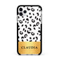 Personalised Animal Print Gold With Name Apple iPhone 11 Pro Max in Silver with Black Impact Case