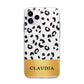 Personalised Animal Print Gold With Name Apple iPhone 11 Pro Max in Silver with Bumper Case