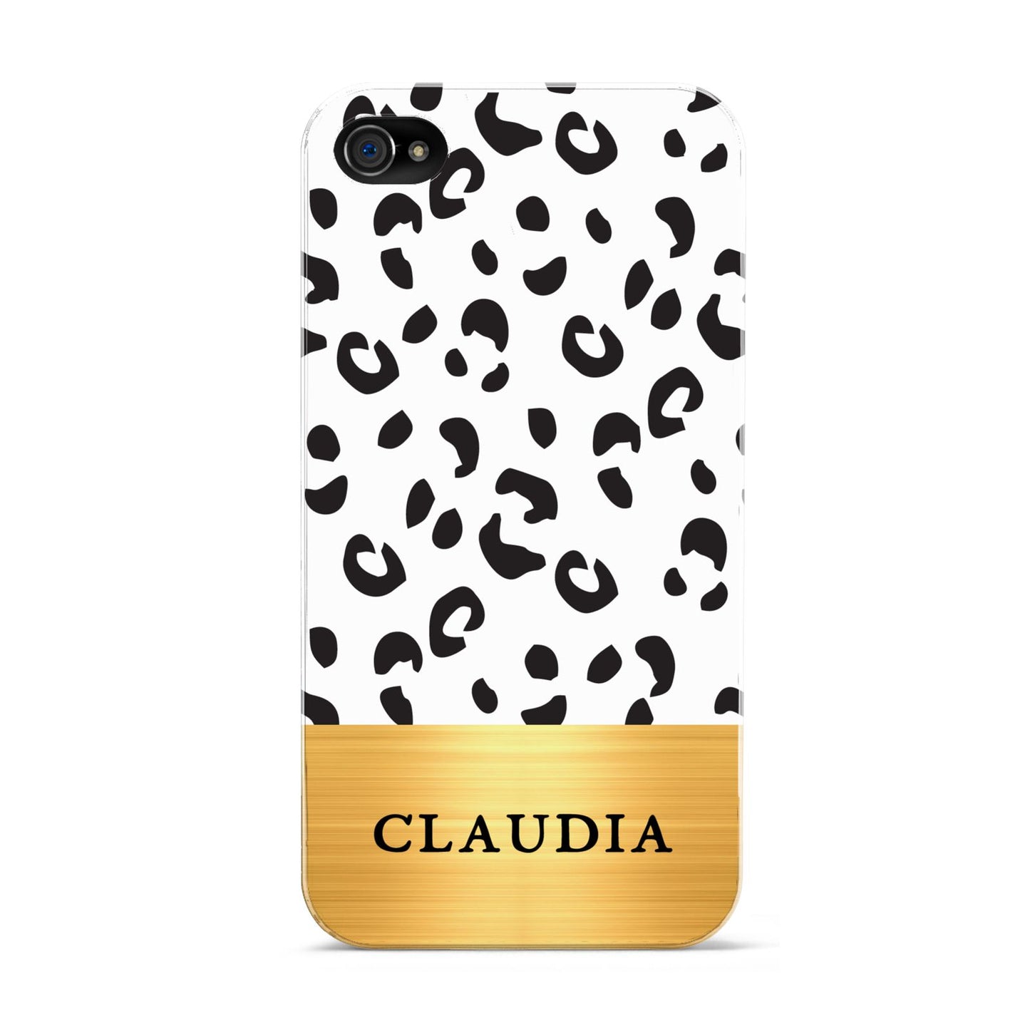 Personalised Animal Print Gold With Name Apple iPhone 4s Case