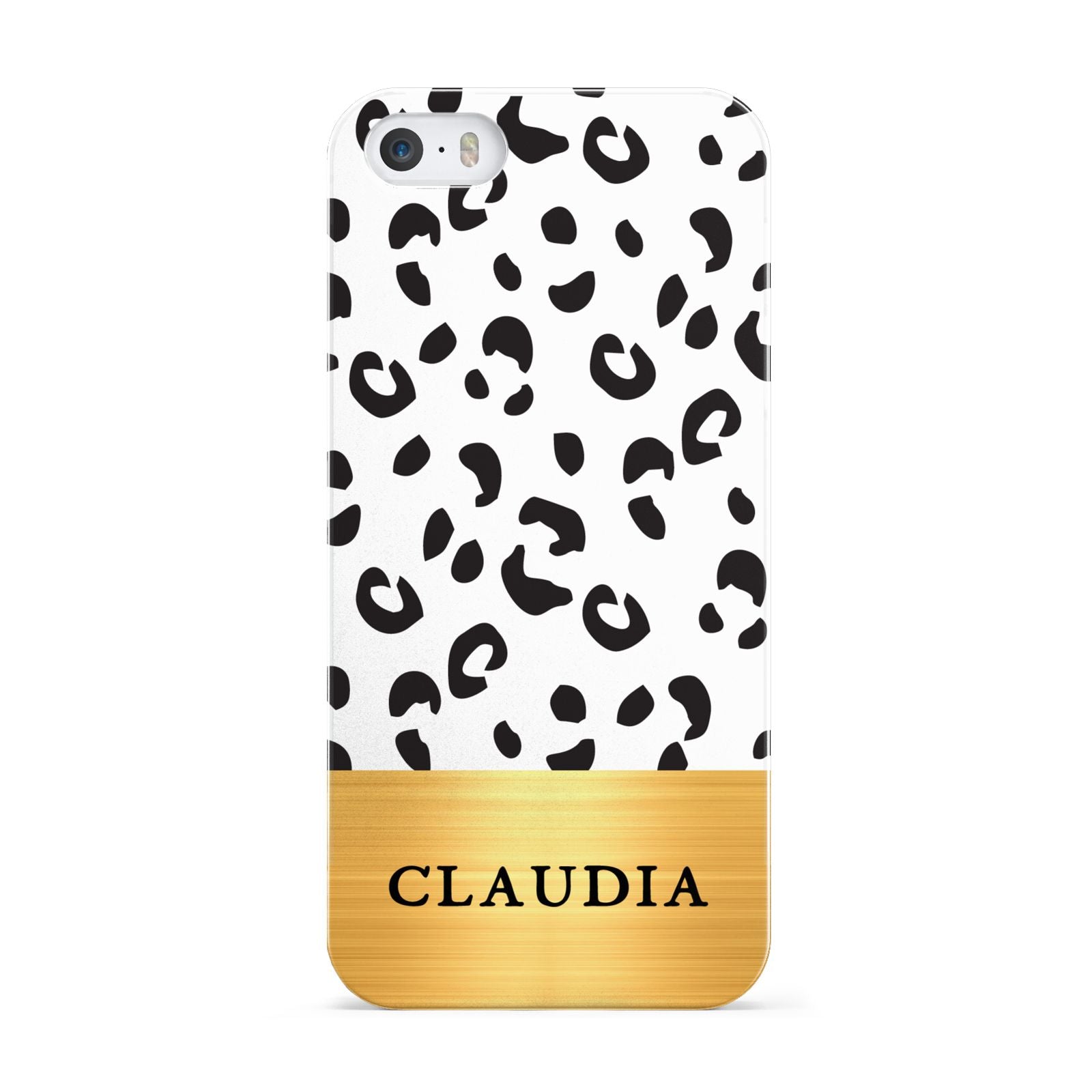 Personalised Animal Print Gold With Name Apple iPhone 5 Case
