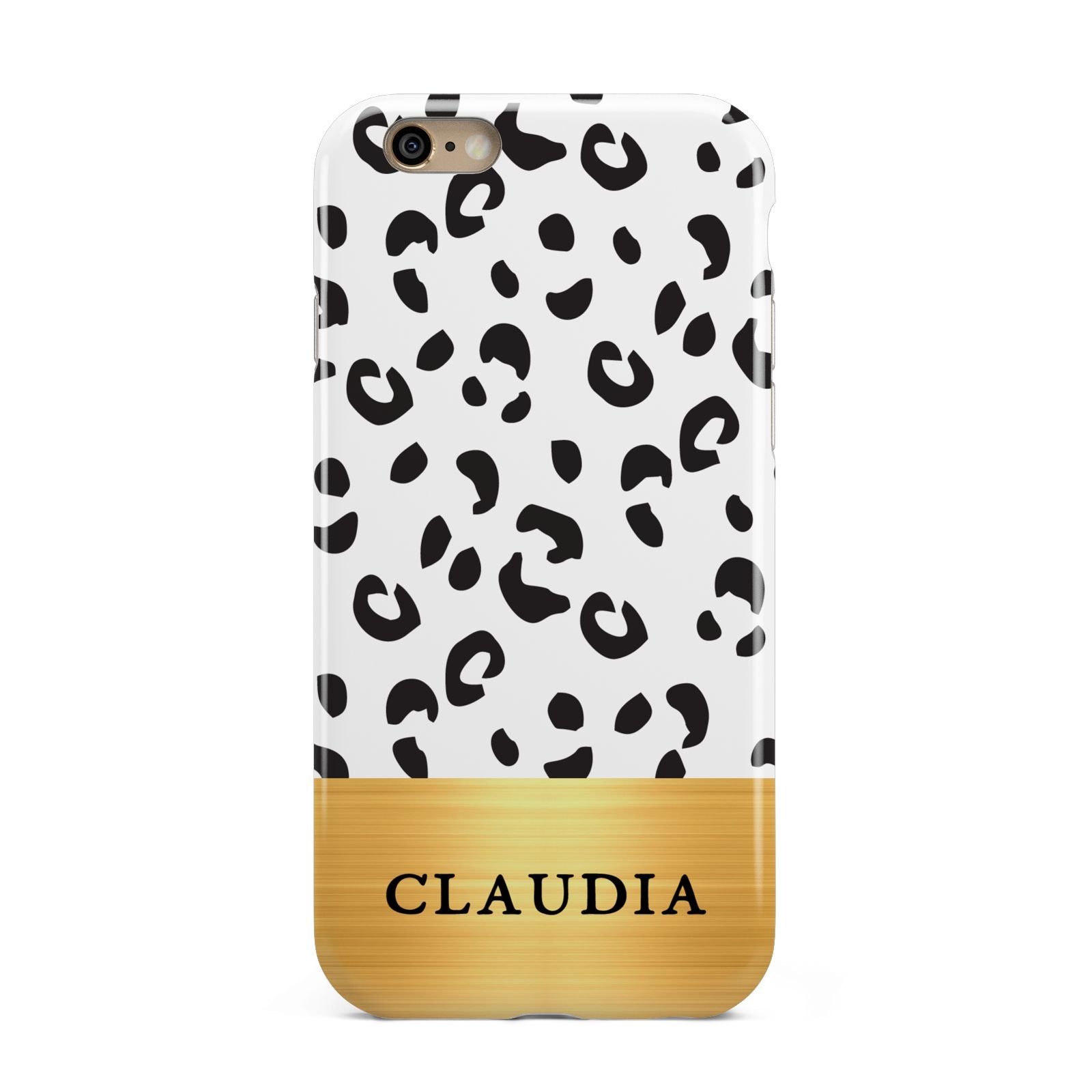 Personalised Animal Print Gold With Name Apple iPhone 6 3D Tough Case