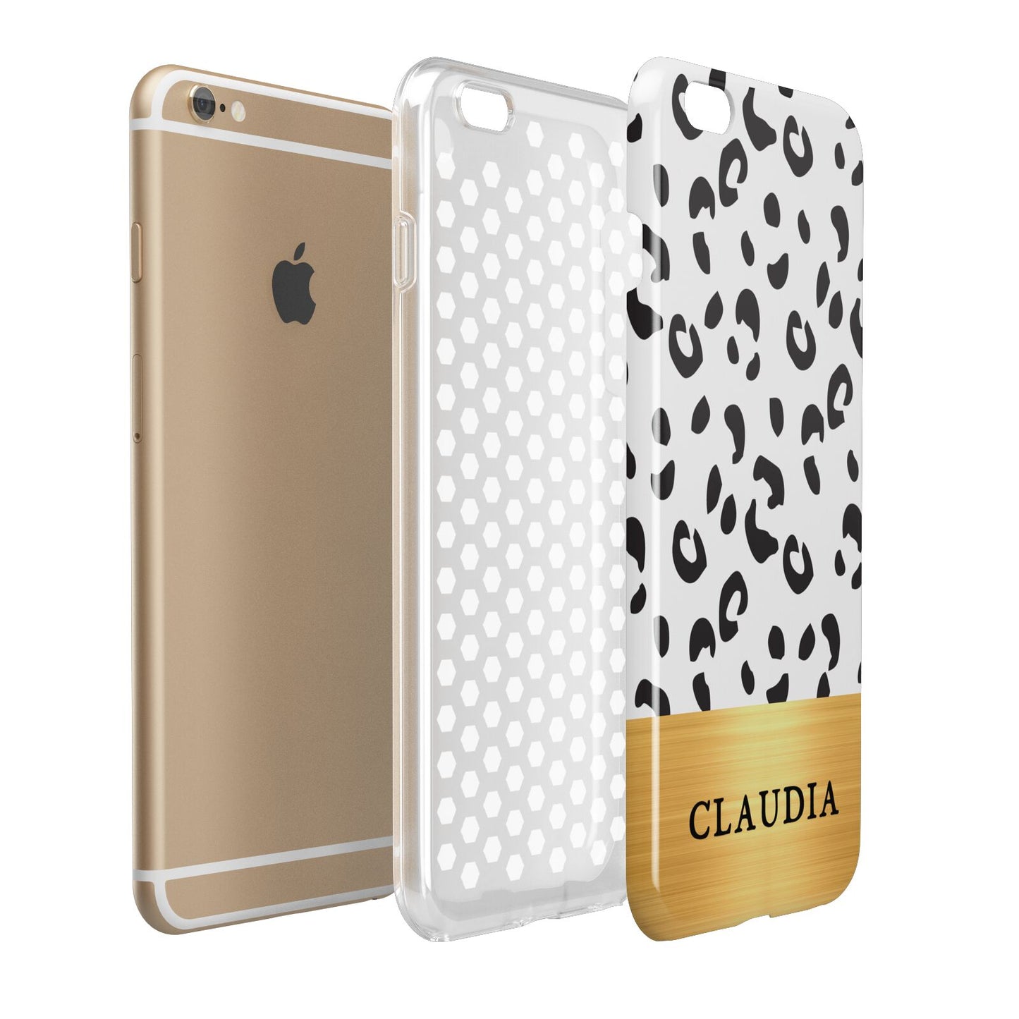 Personalised Animal Print Gold With Name Apple iPhone 6 Plus 3D Tough Case Expand Detail Image