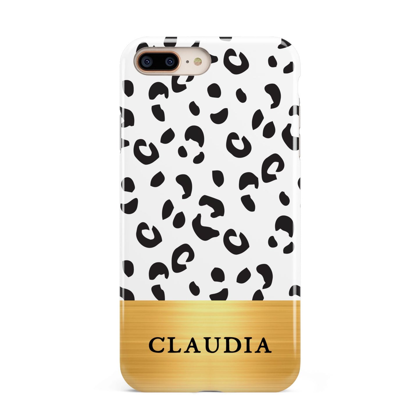 Personalised Animal Print Gold With Name Apple iPhone 7 8 Plus 3D Tough Case
