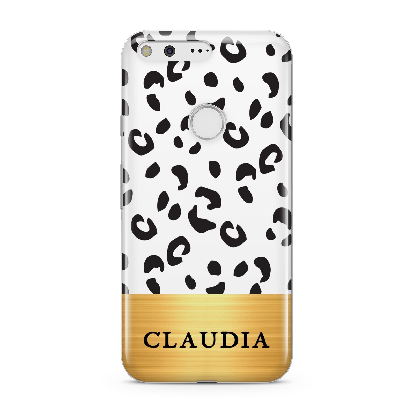 Personalised Animal Print Gold With Name Google Pixel Case