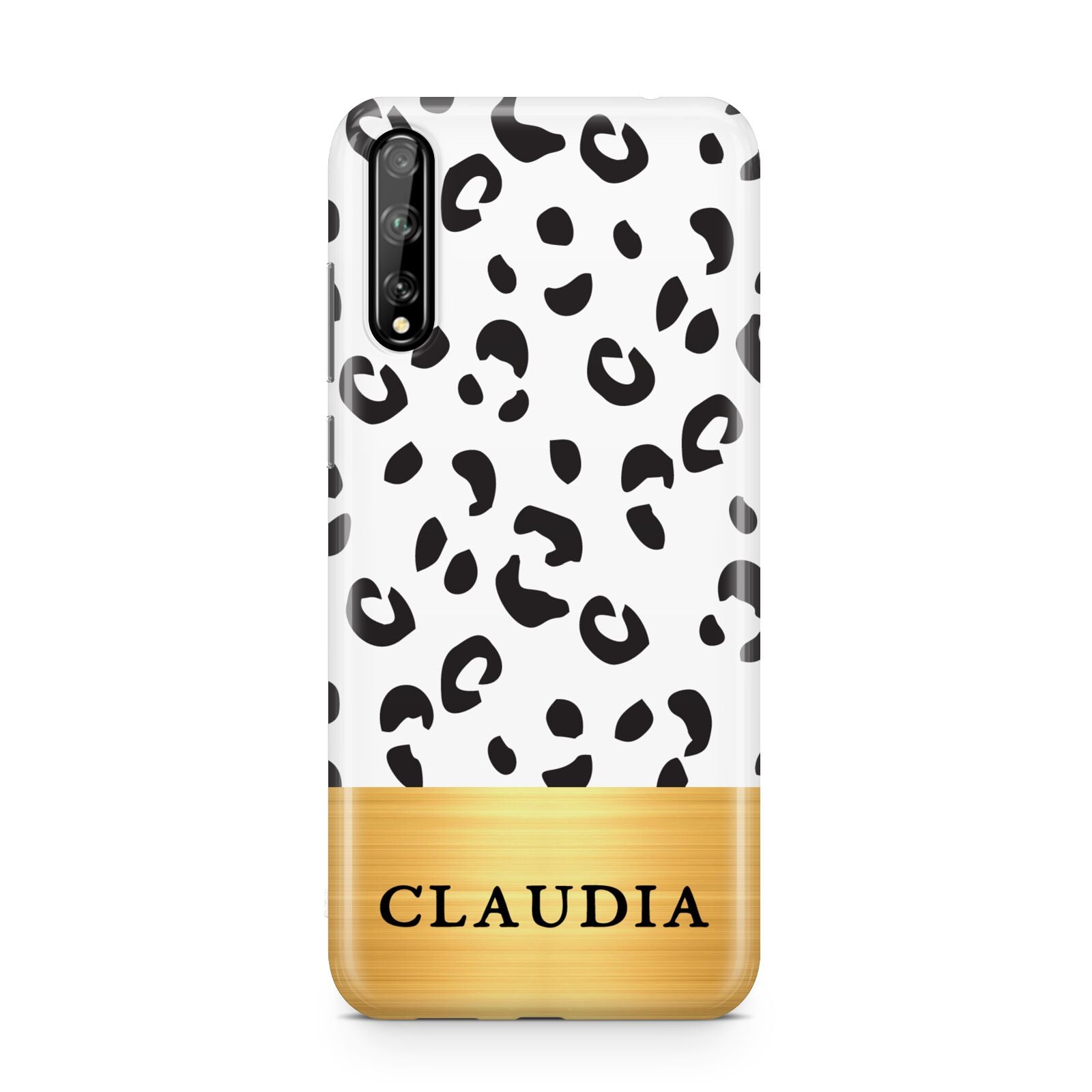 Personalised Animal Print Gold With Name Huawei Enjoy 10s Phone Case