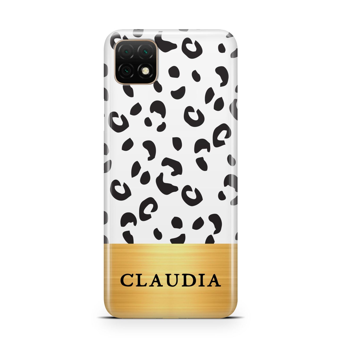 Personalised Animal Print Gold With Name Huawei Enjoy 20 Phone Case
