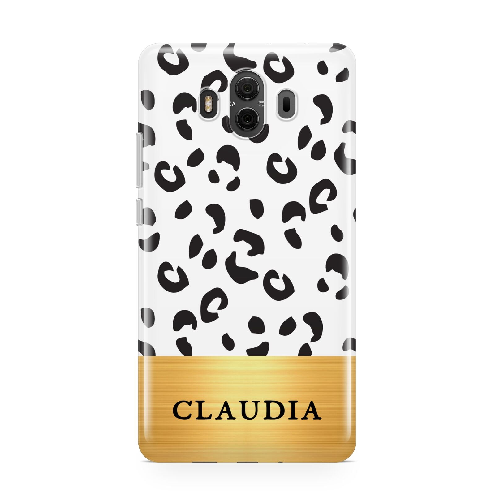 Personalised Animal Print Gold With Name Huawei Mate 10 Protective Phone Case