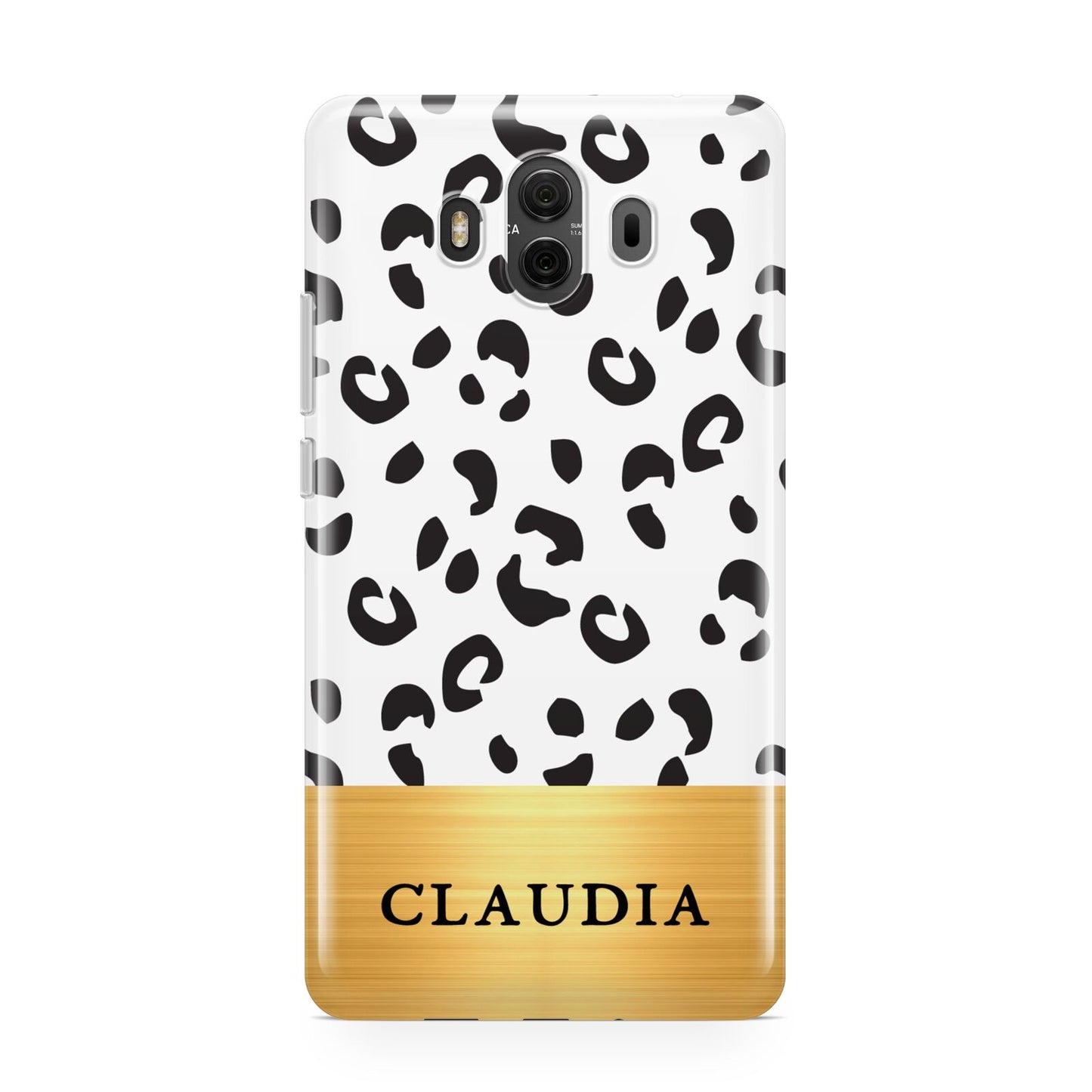 Personalised Animal Print Gold With Name Huawei Mate 10 Protective Phone Case