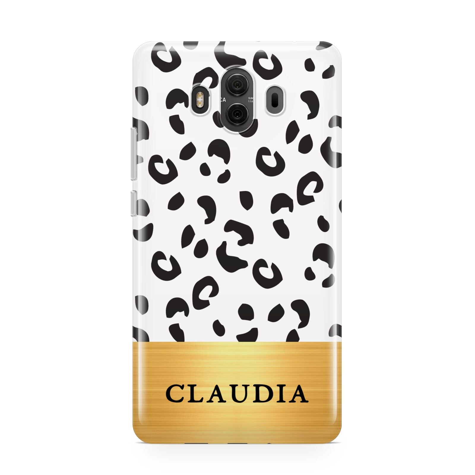 Personalised Animal Print Gold With Name Huawei Mate 10 Protective Phone Case