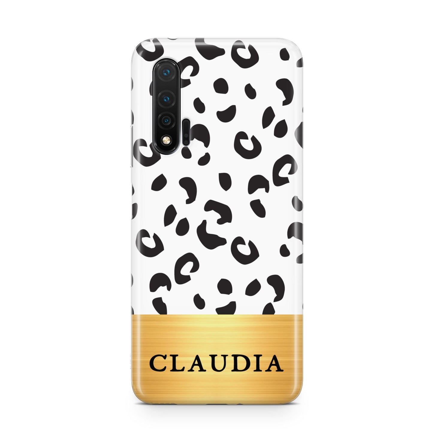 Personalised Animal Print Gold With Name Huawei Nova 6 Phone Case