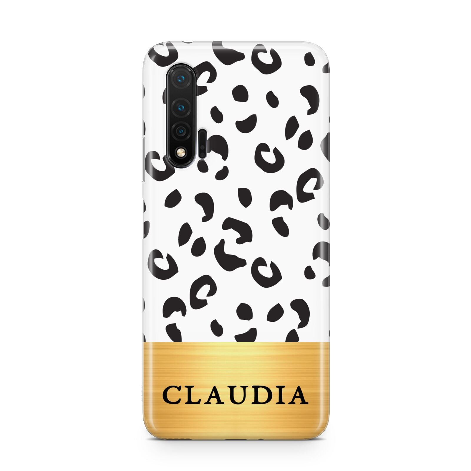 Personalised Animal Print Gold With Name Huawei Nova 6 Phone Case