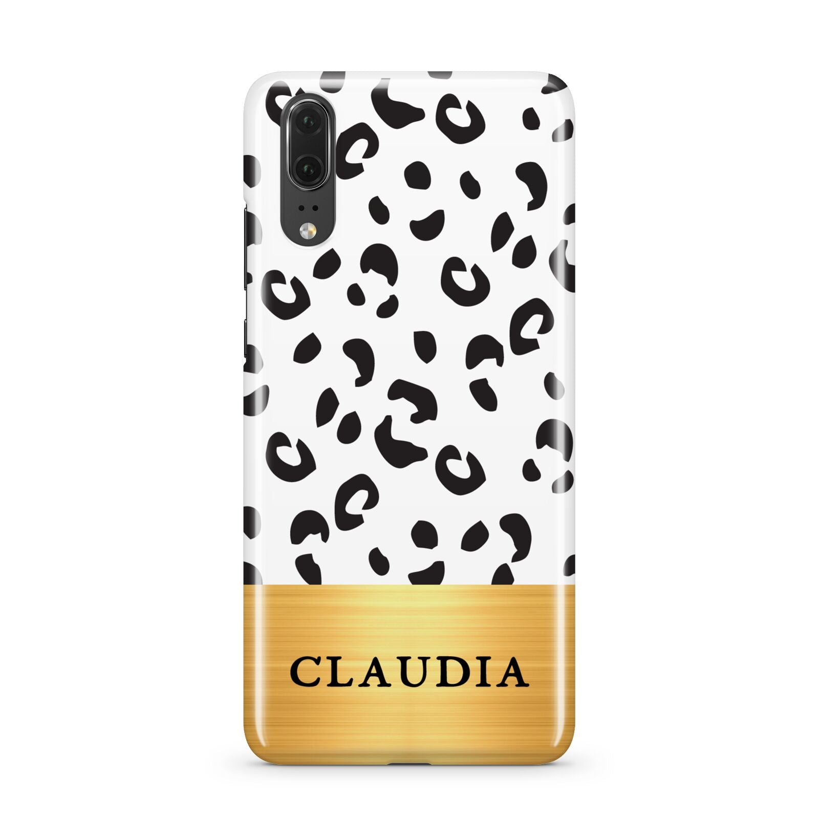 Personalised Animal Print Gold With Name Huawei P20 Phone Case